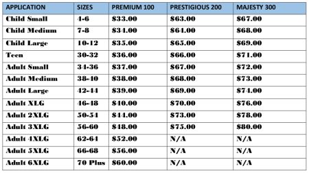 JDM Baptismal Robe Complete Size And Price Chart - Lighthouse Publications